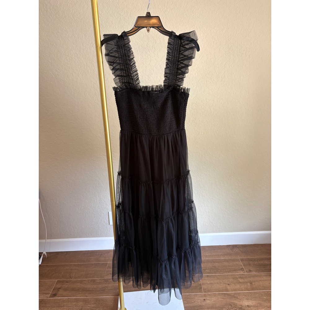 Baltic Born Midi Dress Black Tulle Ruffle XS Whimsigoth Witchy Vamp.Halloween